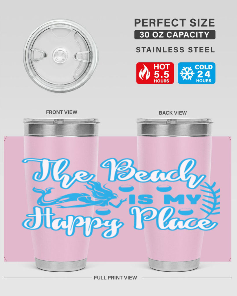 the beach is my happy place 627#- mermaid- Tumbler