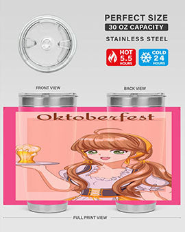 A beautiful girl with beer happy at celebrating the oktoberfest 87#- anime- Tumbler