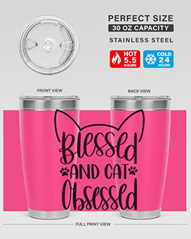 Blessed And Cat Obsessed Style 79#- cat- Tumbler