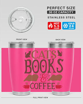 Cats Books Coffee Style 9#- cat- Tumbler