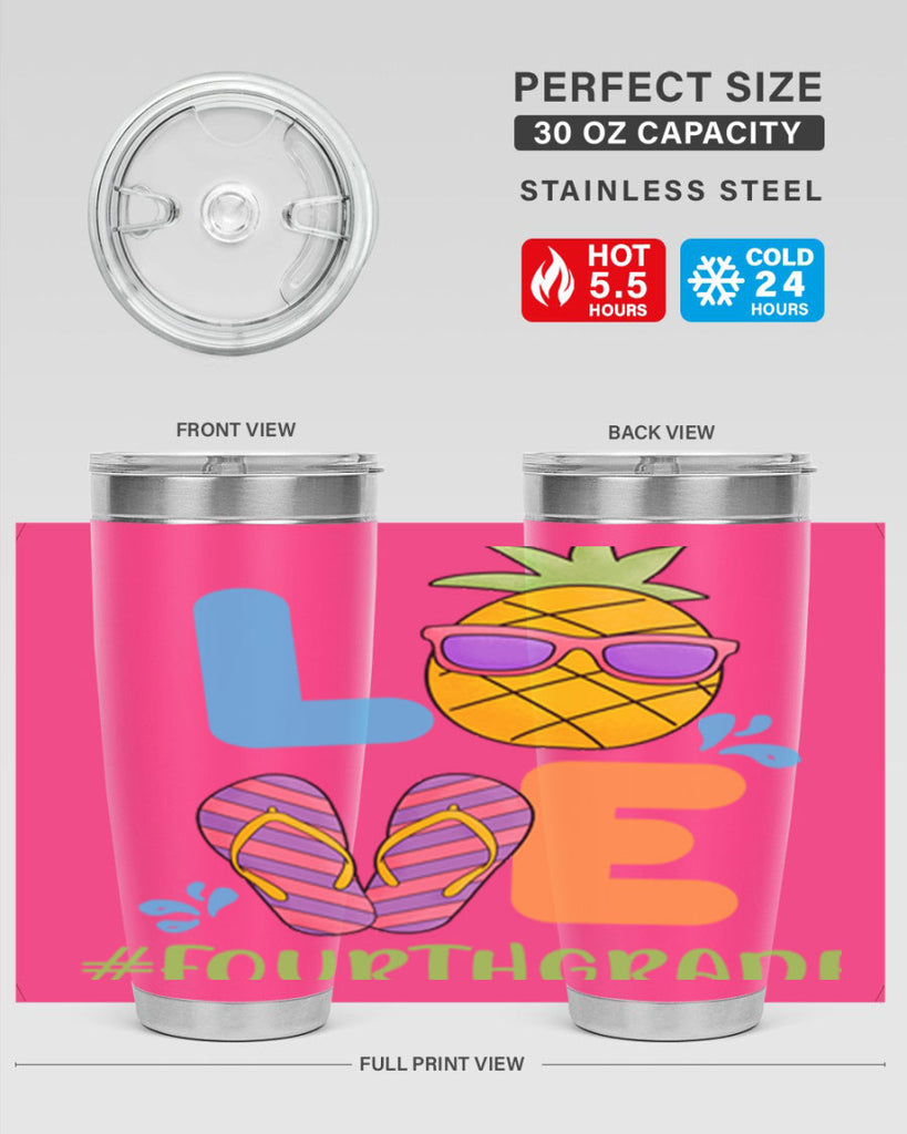 LOVE 4th Grade Summer Pineapple 18#- 4th  grade- Tumbler