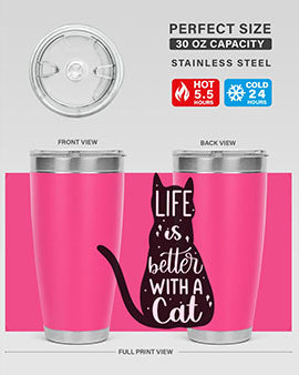 Life Is Better With A Cat Style 98#- cat- Tumbler