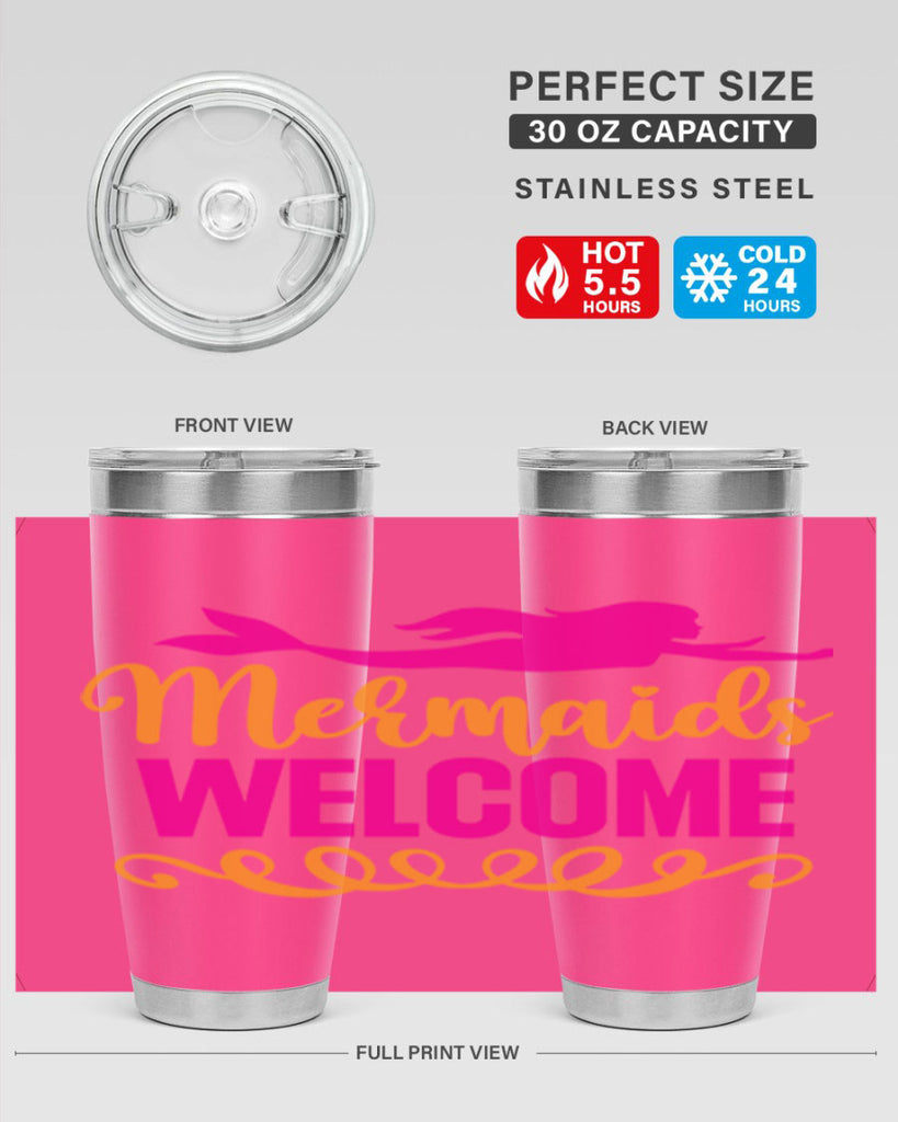 Mermaids Welcome 472#- mermaid- Tumbler