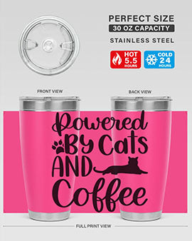 Powered By Cats And Coffee Style 102#- cat- Tumbler