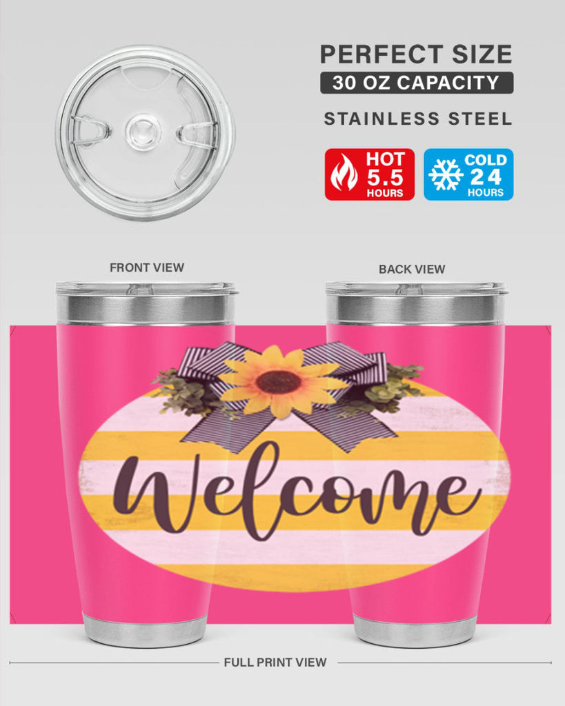 Welcome and Yellow strips Mockup564#- spring- Tumbler