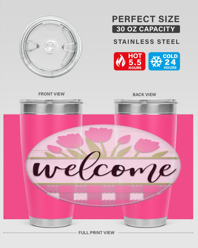 Welcome pink plaid Mockup574#- spring- Tumbler