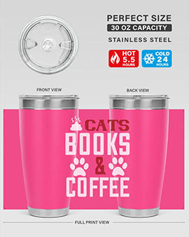 cats books and coffee Style 38#- cat- Tumbler