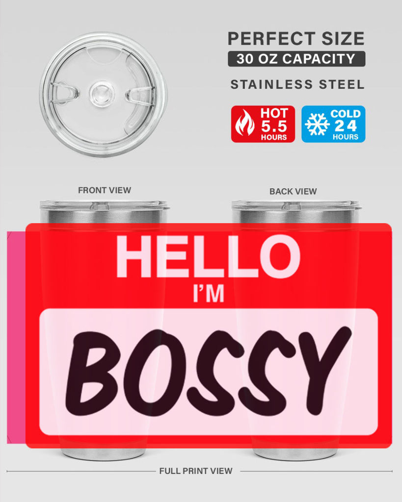 hello im bossy 132#- black words phrases- Cotton Tank