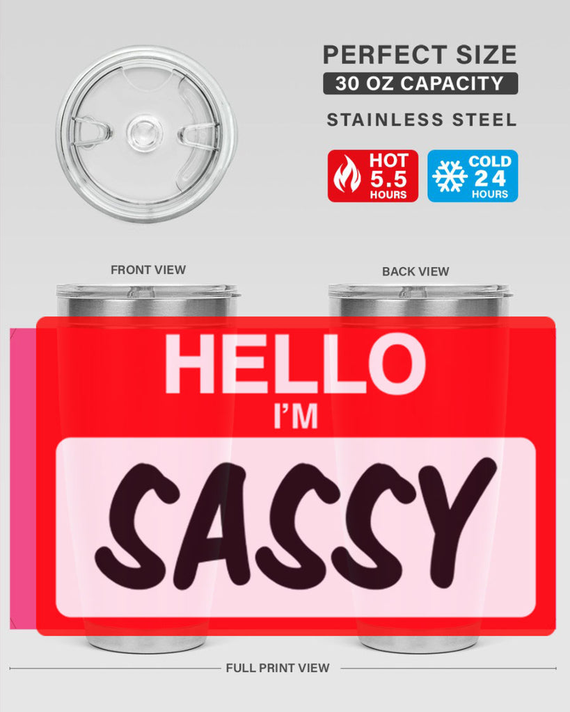 hello im sassy 129#- black words phrases- Cotton Tank