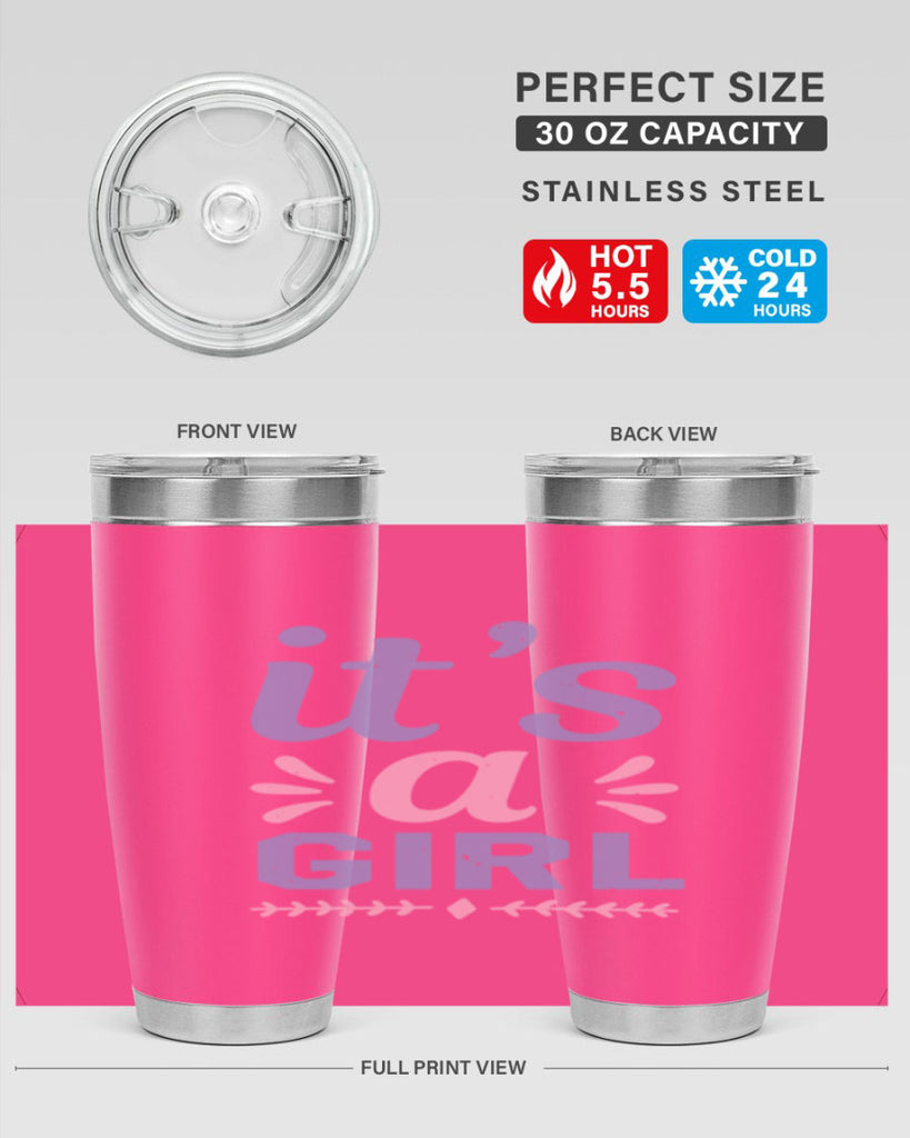 its a girl Style 32#- baby shower- tumbler