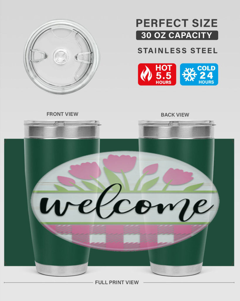 Welcome pink plaid Mockup574#- spring- Tumbler