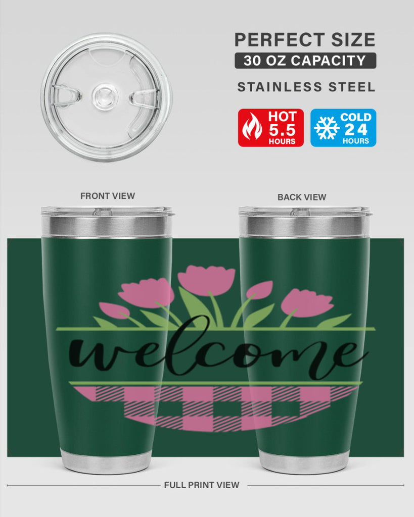 Welcome pink plaid575#- spring- Tumbler