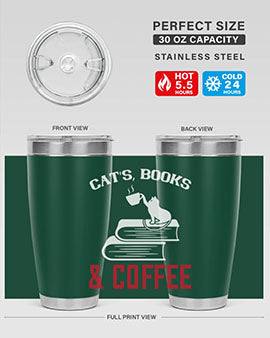 cats book and coffee Style 37#- cat- Tumbler