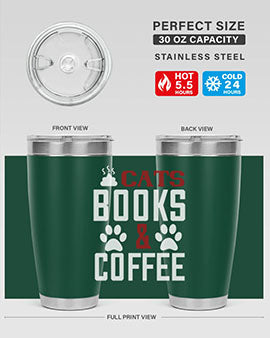 cats books and coffee Style 38#- cat- Tumbler