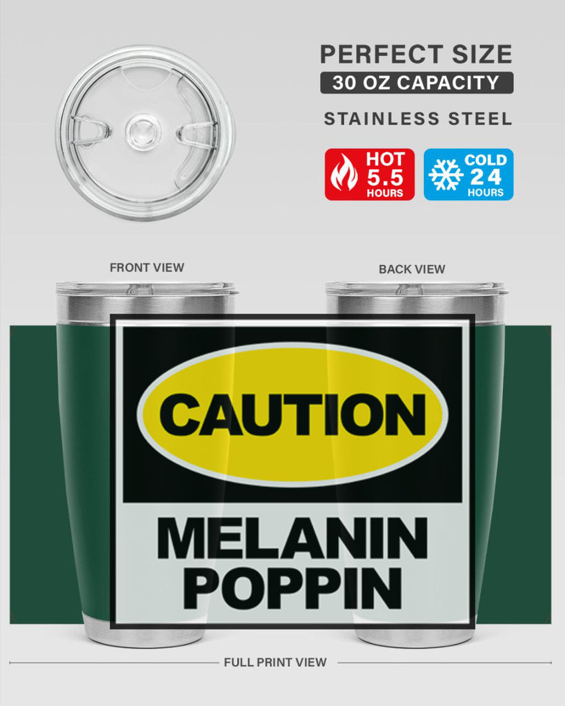 caution melanin poppin 188#- black words phrases- Cotton Tank