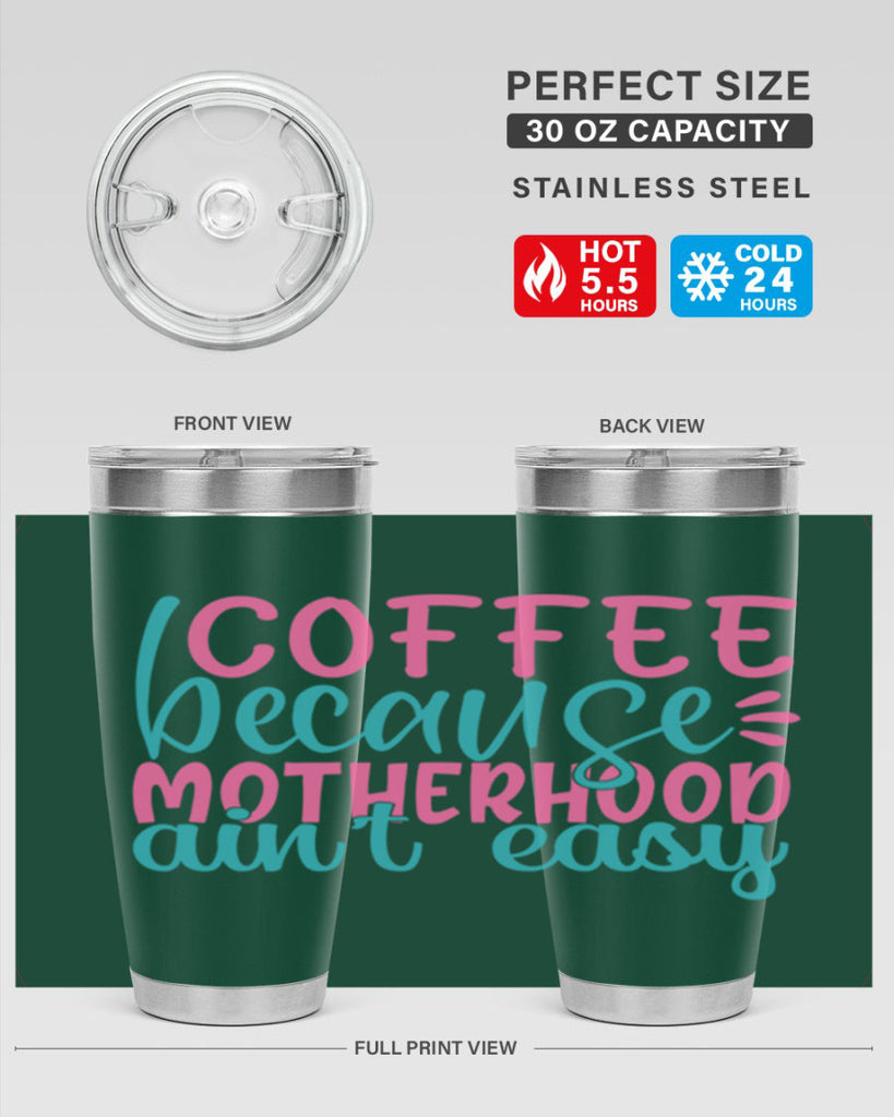 coffee becasue motherhood aint easy 352#- mom- Tumbler