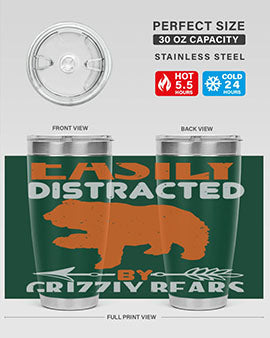 easily distracted by grizzly bears 10#- Bears- Tumbler