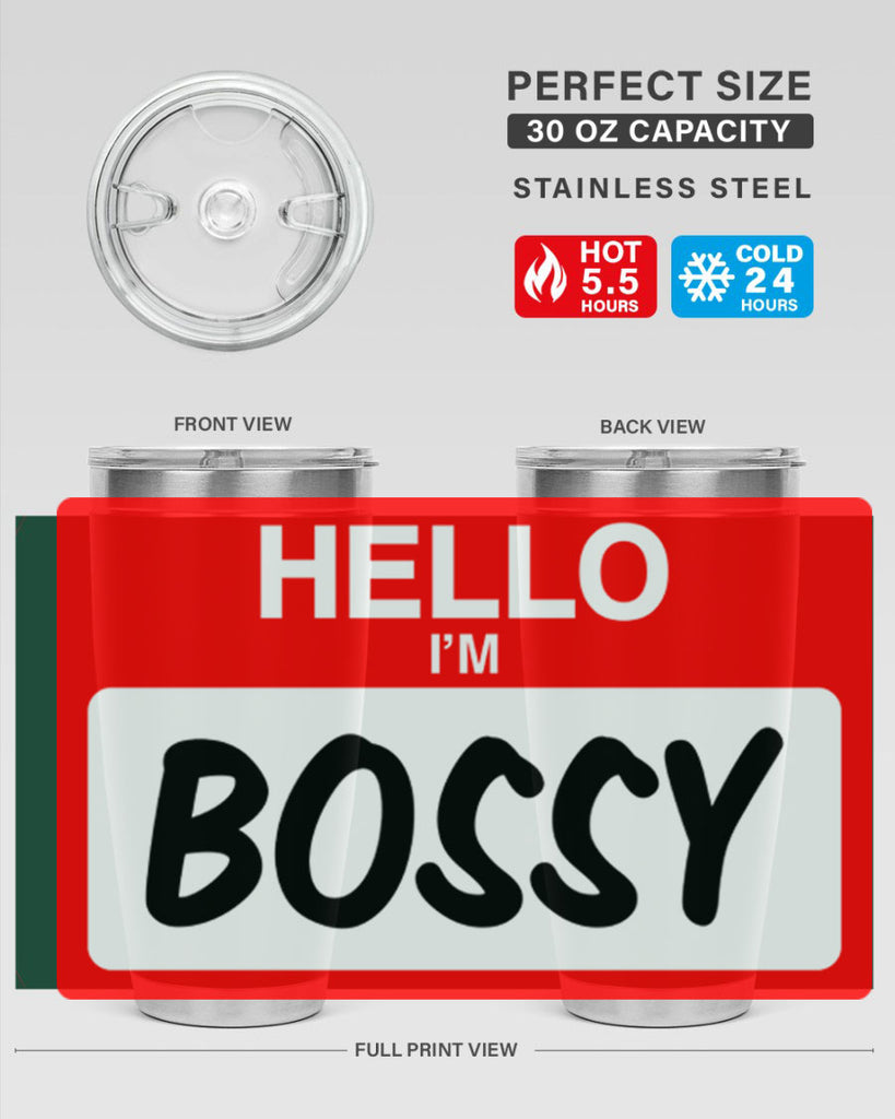 hello im bossy 132#- black words phrases- Cotton Tank