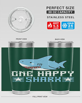 one happy shark Style 50#- shark  fish- Tumbler