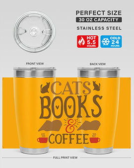 Cats Books Coffee Style 9#- cat- Tumbler