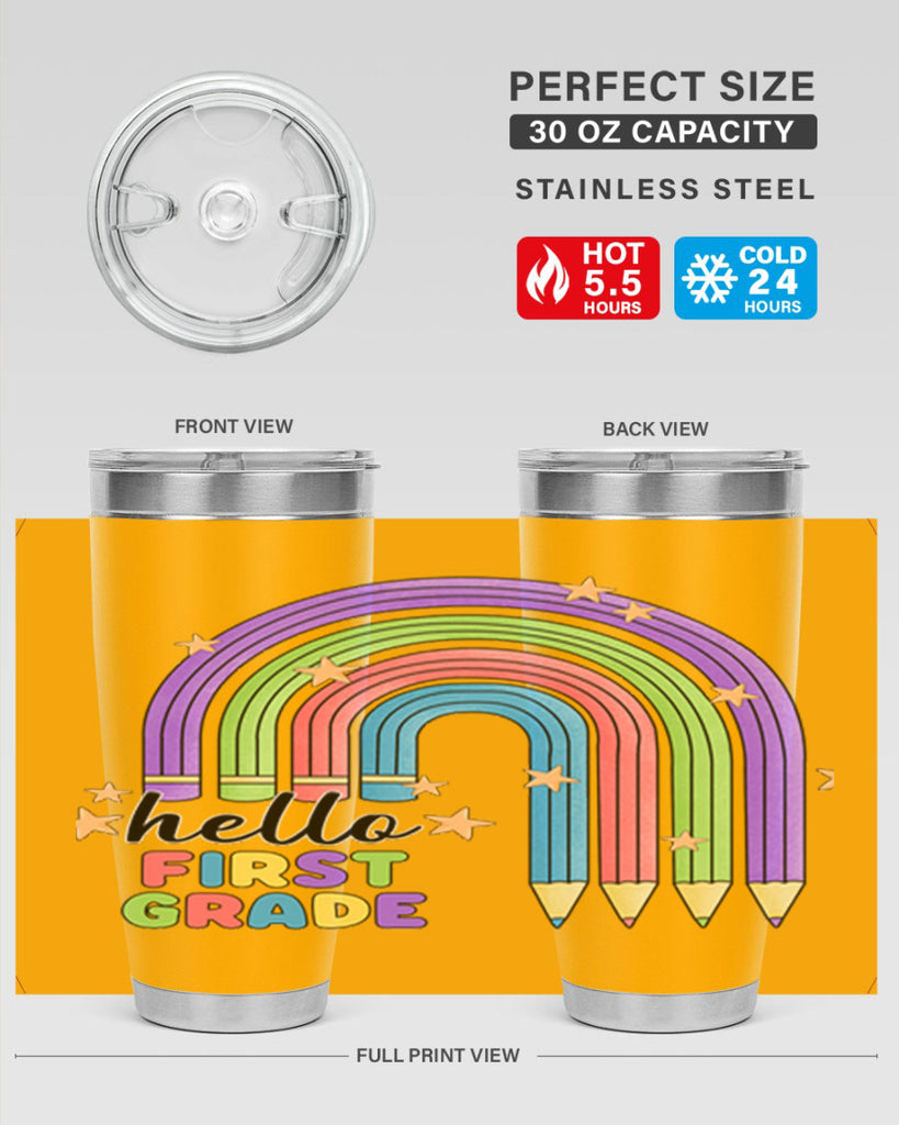 Hello 1st Grade Pencil Rainbow 14#- 1st grade- Tumbler