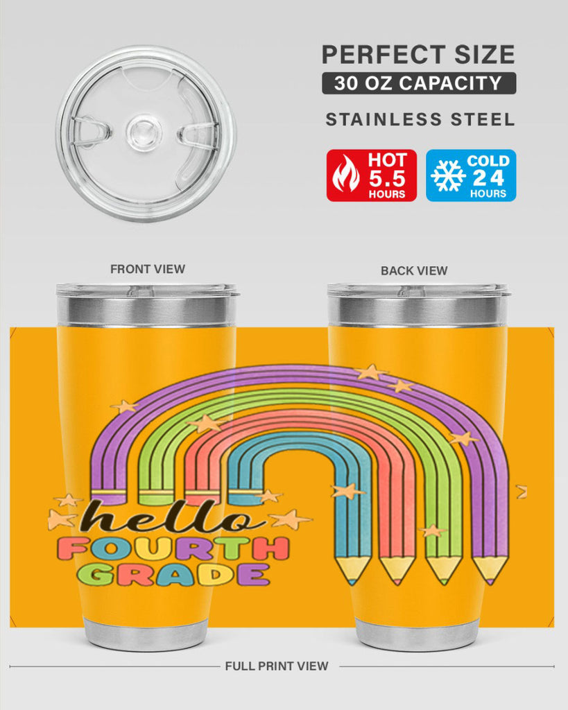 Hello 4th Grade Pencil Rainbow 12#- 4th  grade- Tumbler