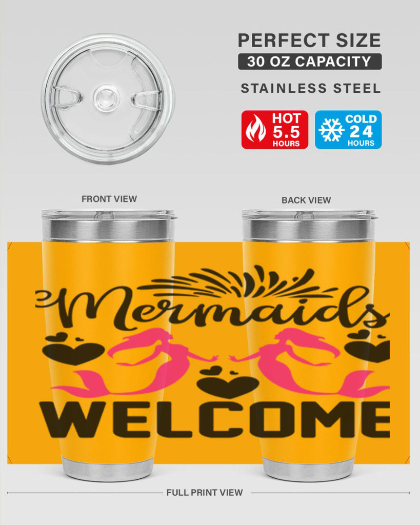 Mermaids Welcome 499#- mermaid- Tumbler