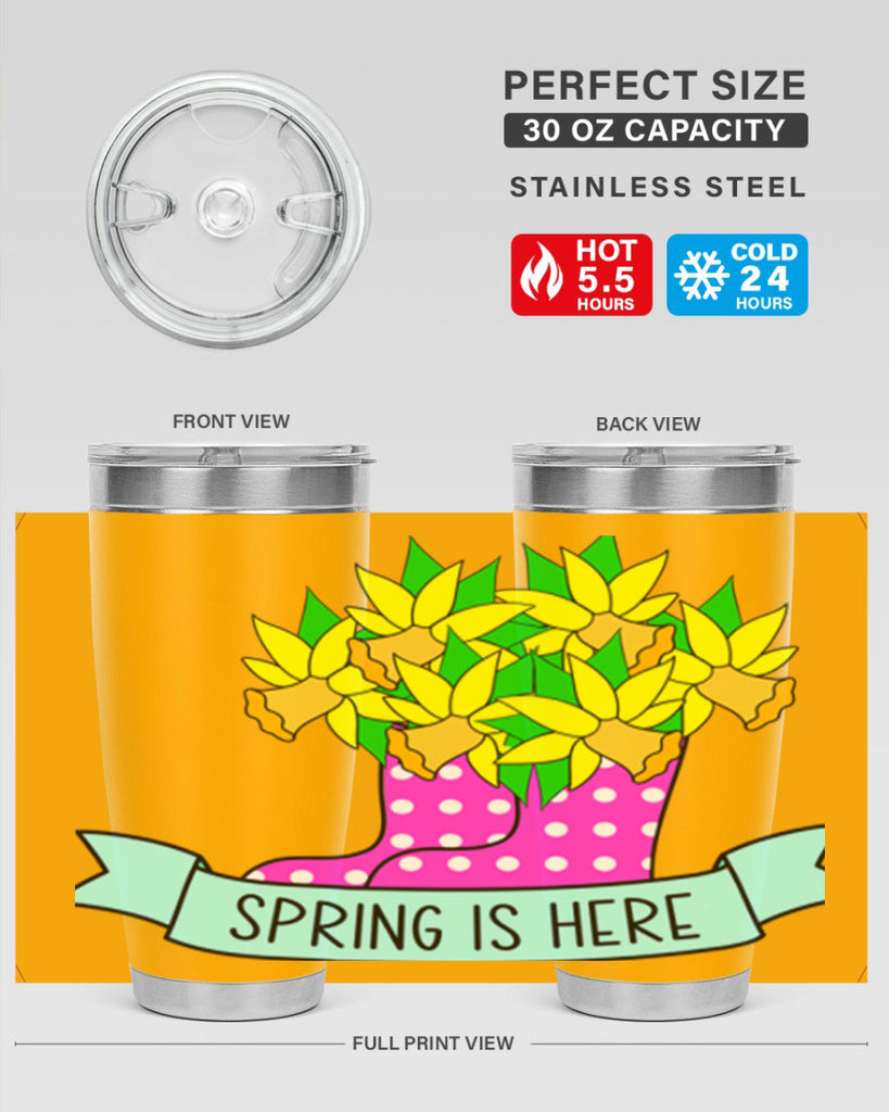 Spring is here daffodil rainboots442#- spring- Tumbler
