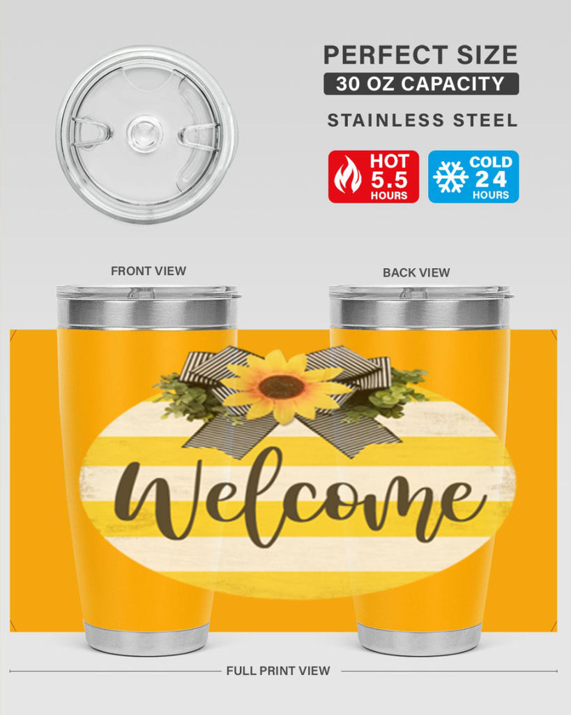 Welcome and Yellow strips Mockup564#- spring- Tumbler