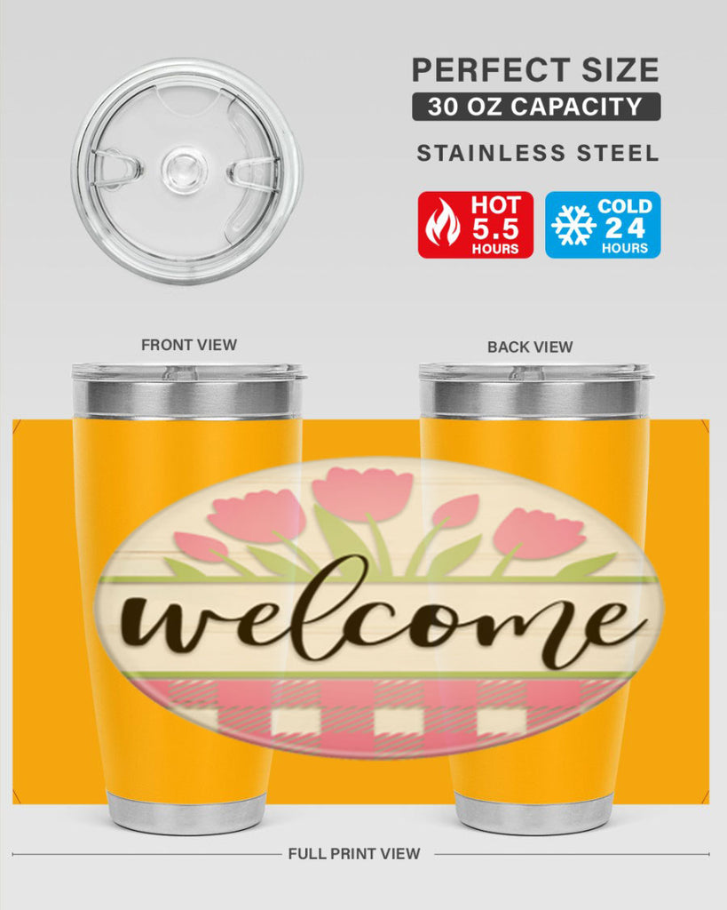 Welcome pink plaid Mockup574#- spring- Tumbler