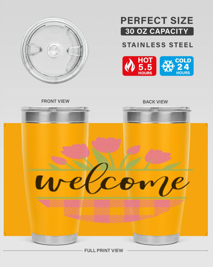 Welcome pink plaid575#- spring- Tumbler