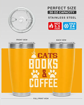 cats books and coffee Style 38#- cat- Tumbler