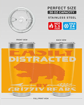 easily distracted by grizzly bears 10#- Bears- Tumbler