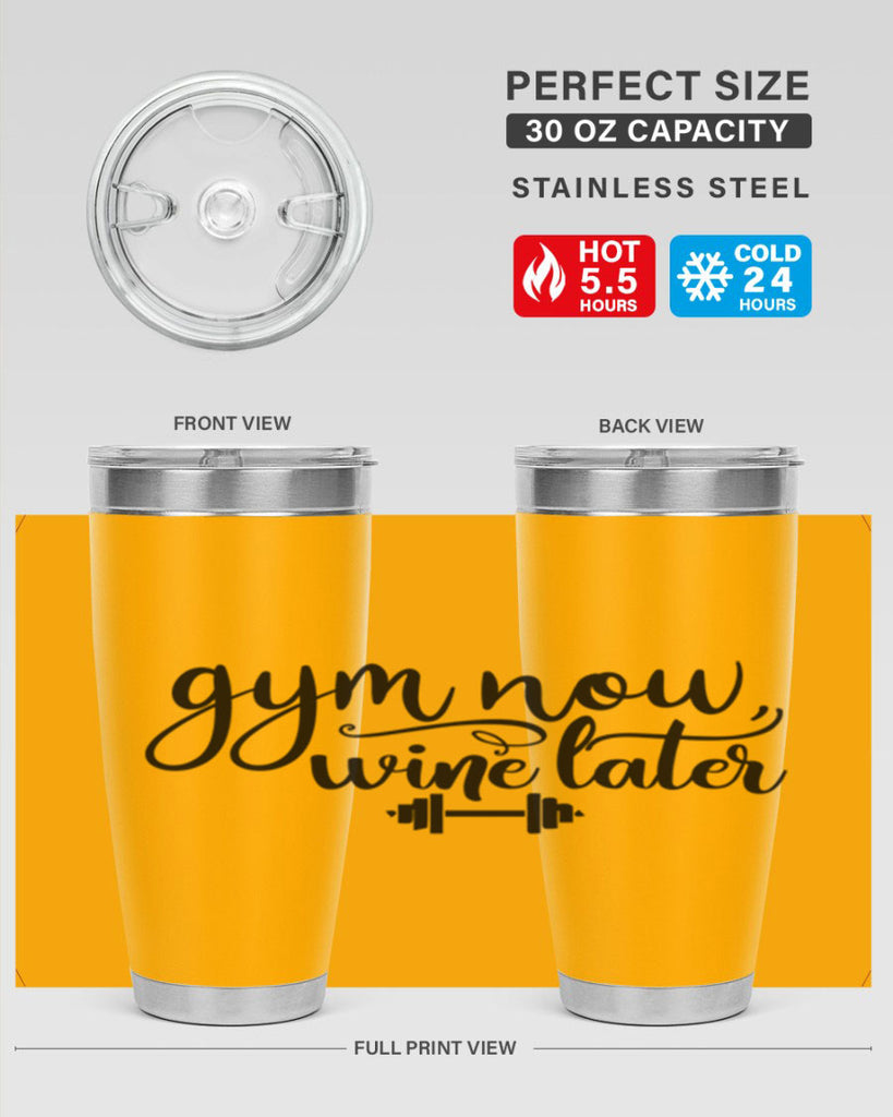 gym now wine later 42#- gym- Tumbler