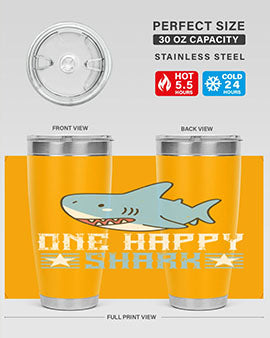 one happy shark Style 50#- shark  fish- Tumbler