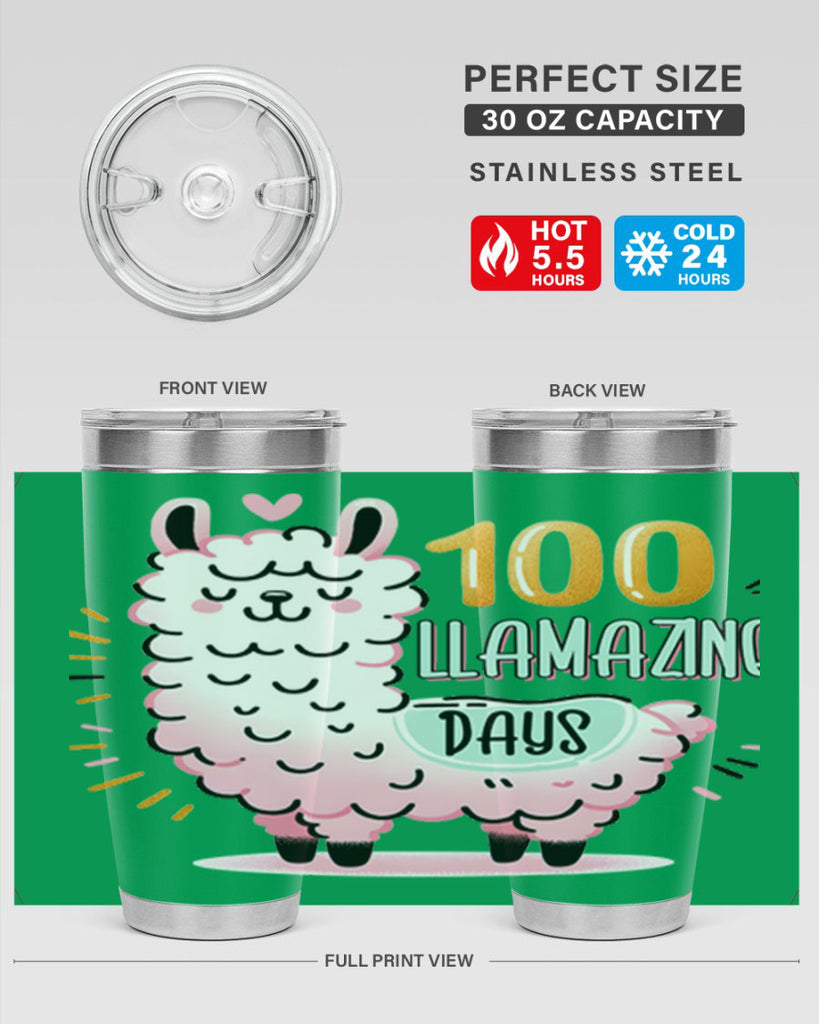 100th Day of School Llama 39#- 100 days of school- Tumbler