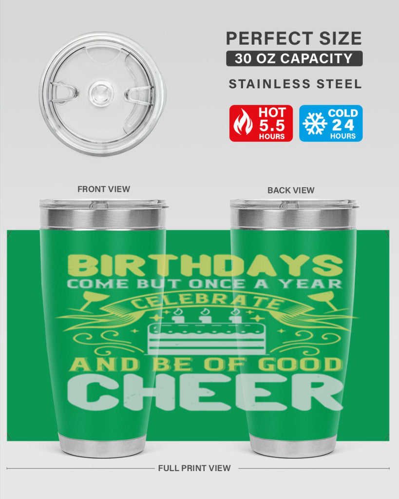 Birthdays come but once a year celebrate and be of good cheer Style 106#- birthday- tumbler