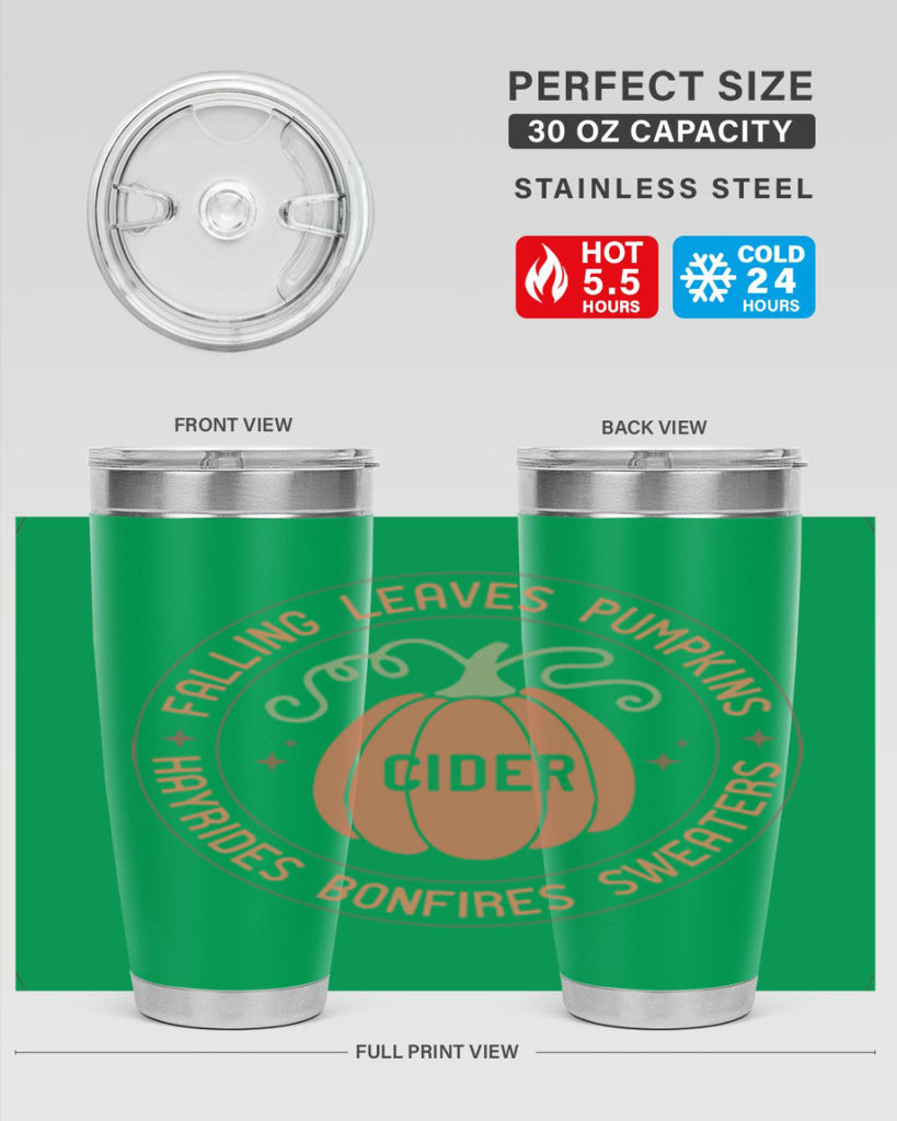 Falling Leaves Pumpkins Cider Hayrides Bonfires Sweaters 168#- fall- Tumbler
