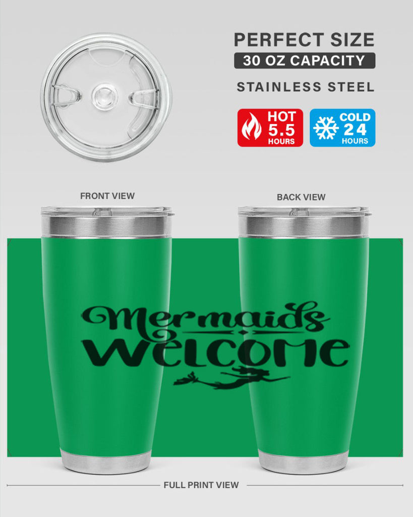 Mermaids Welcome 473#- mermaid- Tumbler