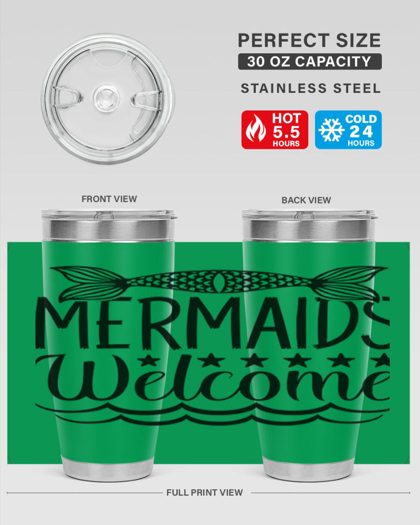 Mermaids Welcome 496#- mermaid- Tumbler