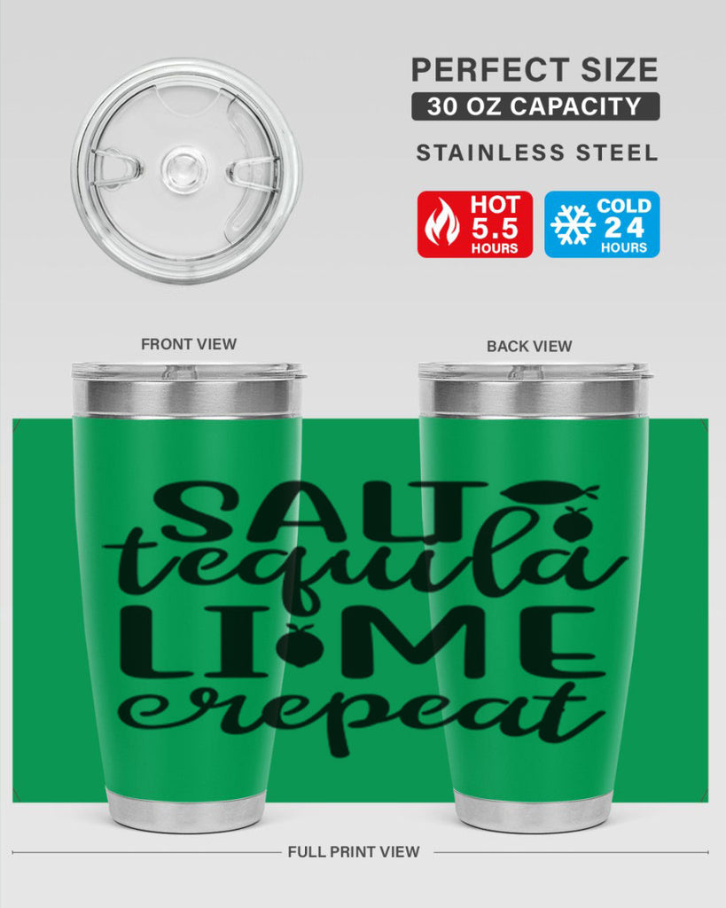 Salt tequila lime repeat 558#- mermaid- Tumbler