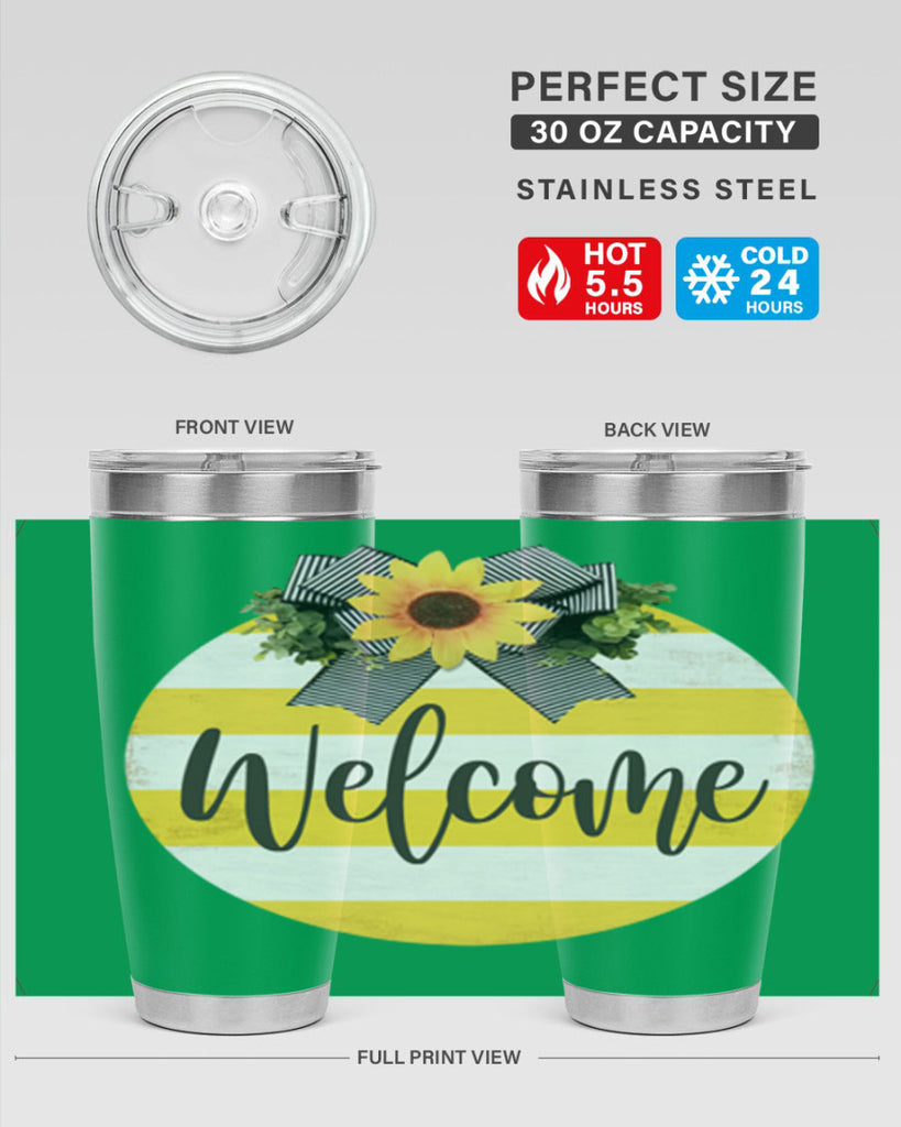Welcome and Yellow strips Mockup564#- spring- Tumbler