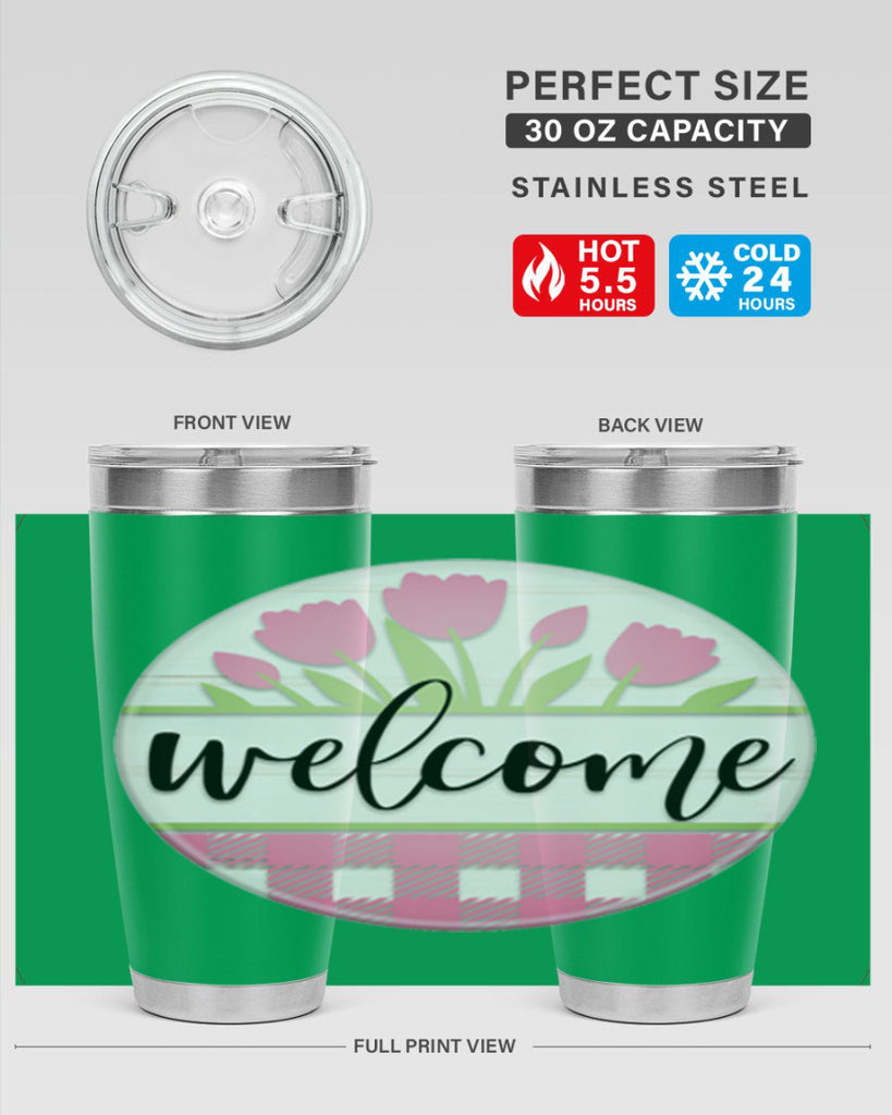 Welcome pink plaid Mockup574#- spring- Tumbler