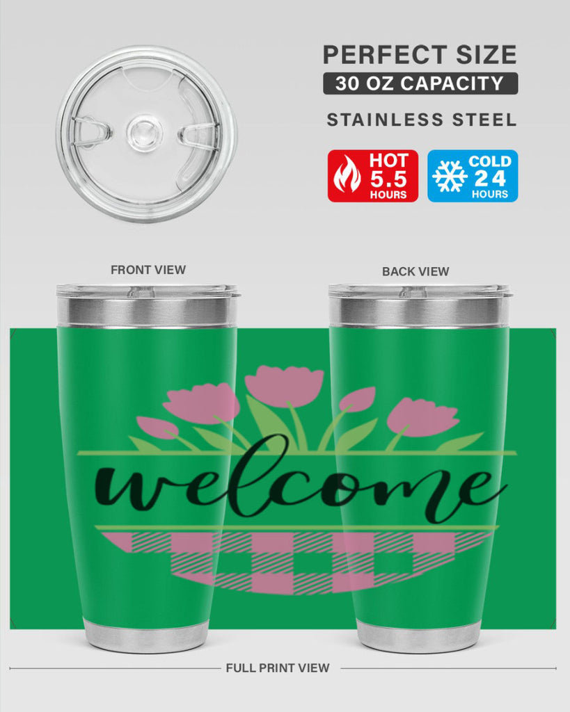 Welcome pink plaid575#- spring- Tumbler