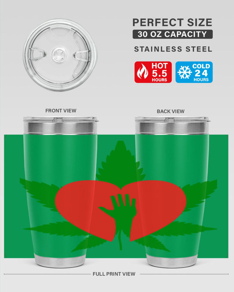 cannabis heart with hand 45#- marijuana- Tumbler