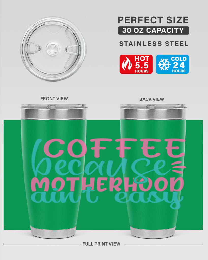 coffee becasue motherhood aint easy 352#- mom- Tumbler