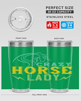 crazy horse lady Style 10#- horse- Tumbler