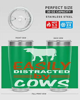 easily distracted by cows Style 4#- cow- Tumbler