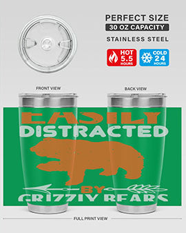 easily distracted by grizzly bears 10#- Bears- Tumbler