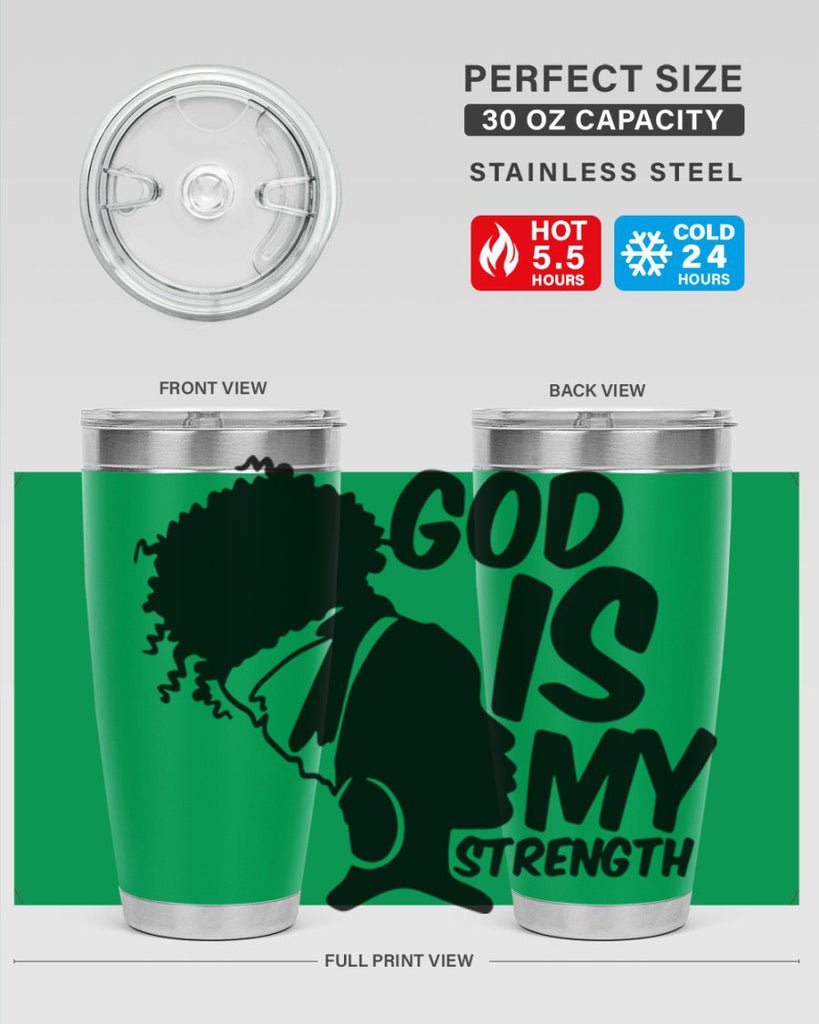 god is my strength- black words phrases- Cotton Tank